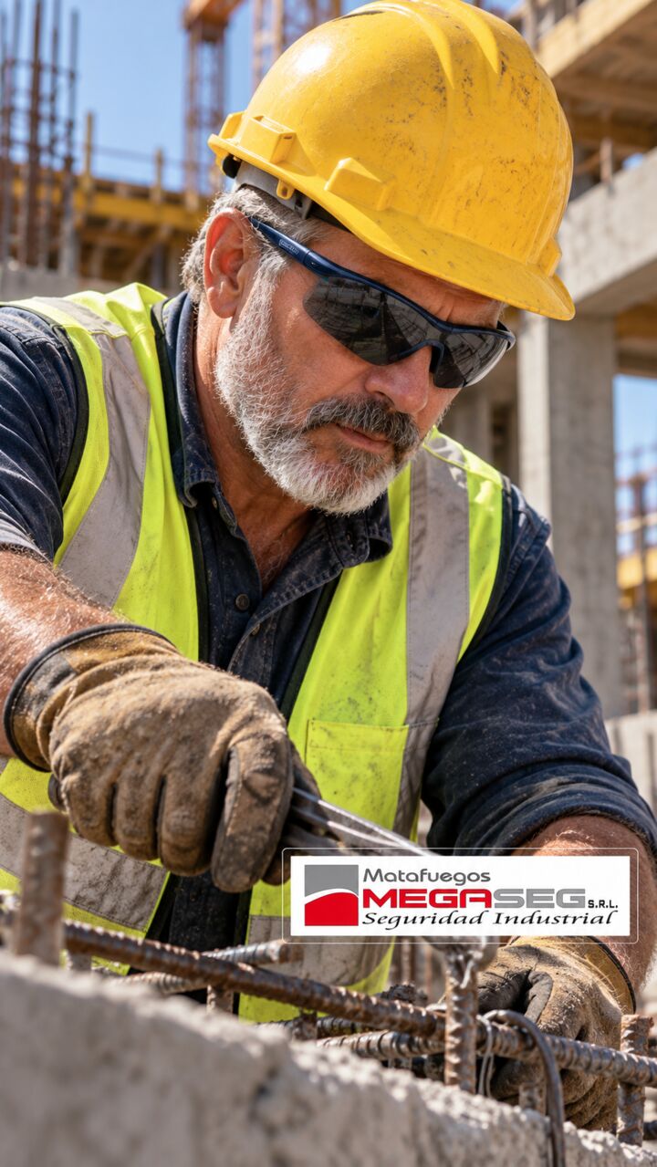 Trabajador usando Anteojos de Seguridad LIBUS Argon Elite negros en obra