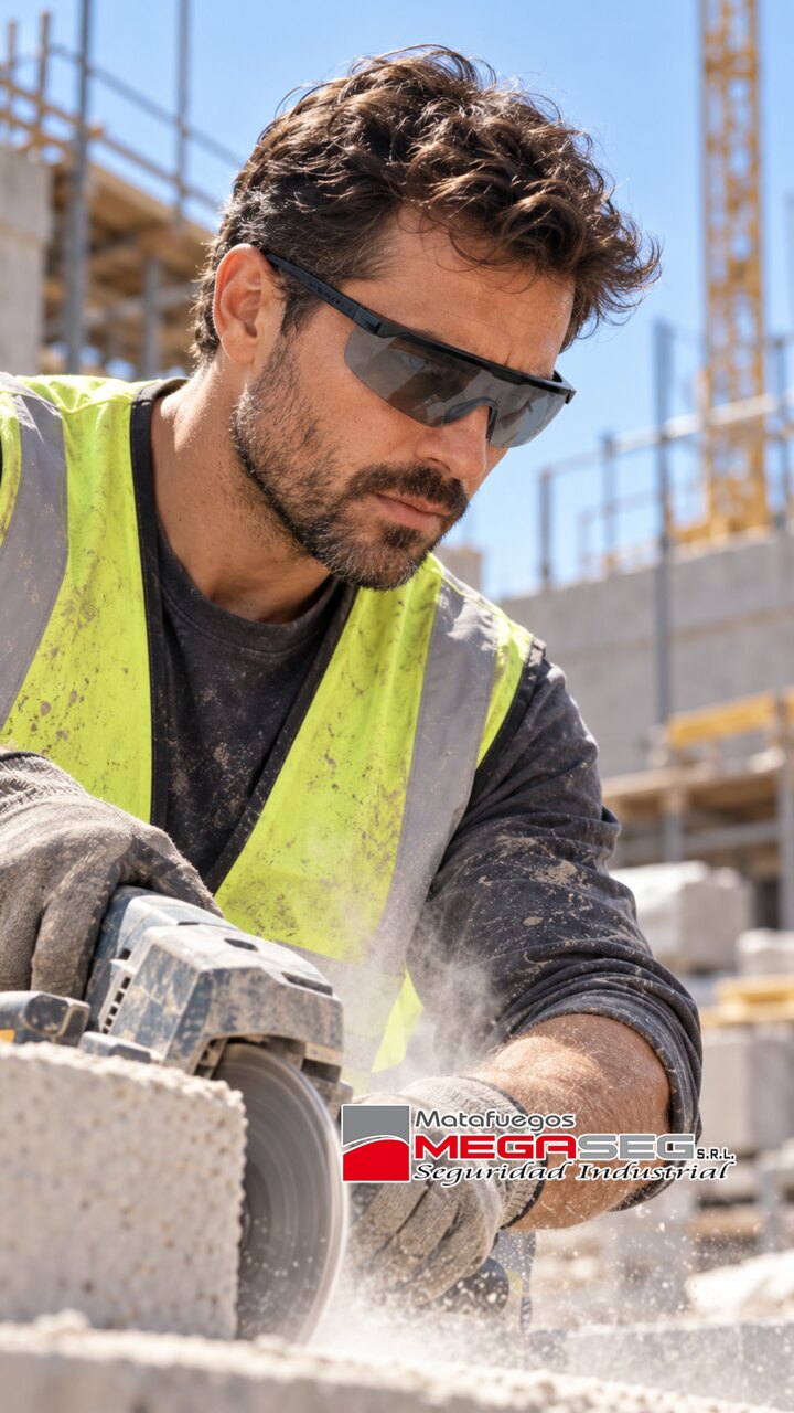 Trabajador con Anteojos de Seguridad Argon grises en obra