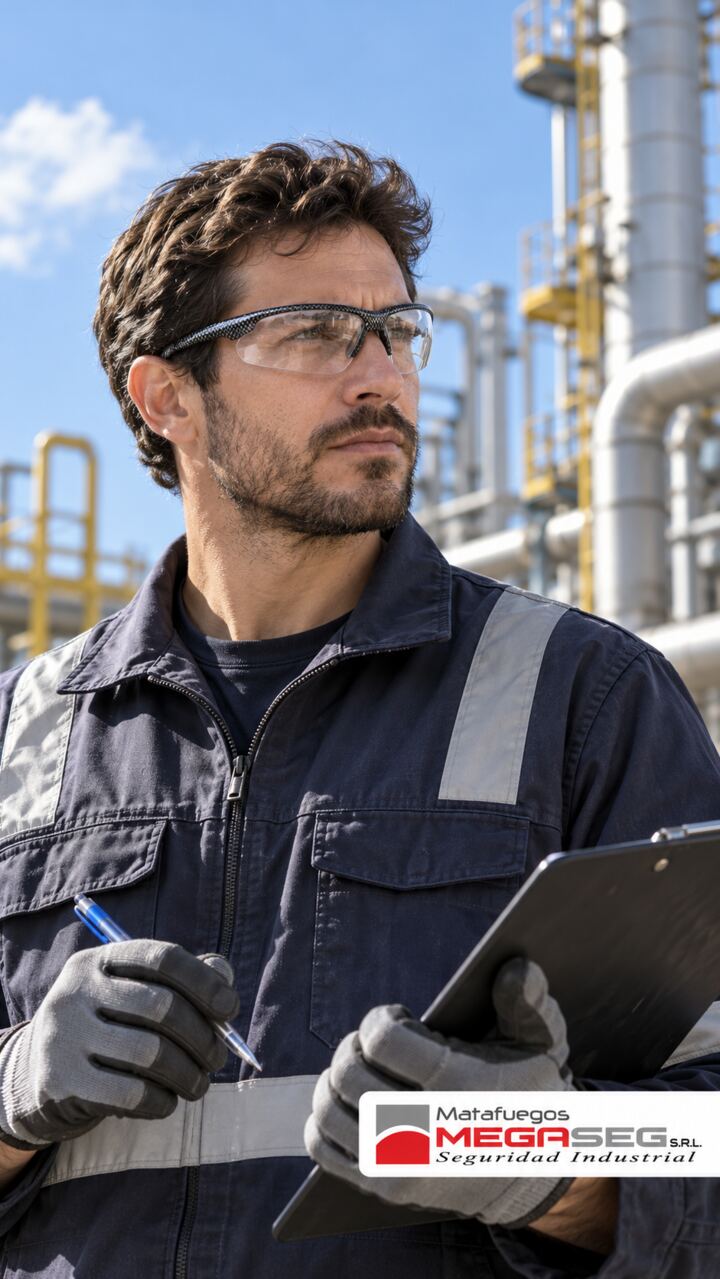 Trabajador usando Anteojos de Seguridad LIBUS Iris transparentes en planta industrial