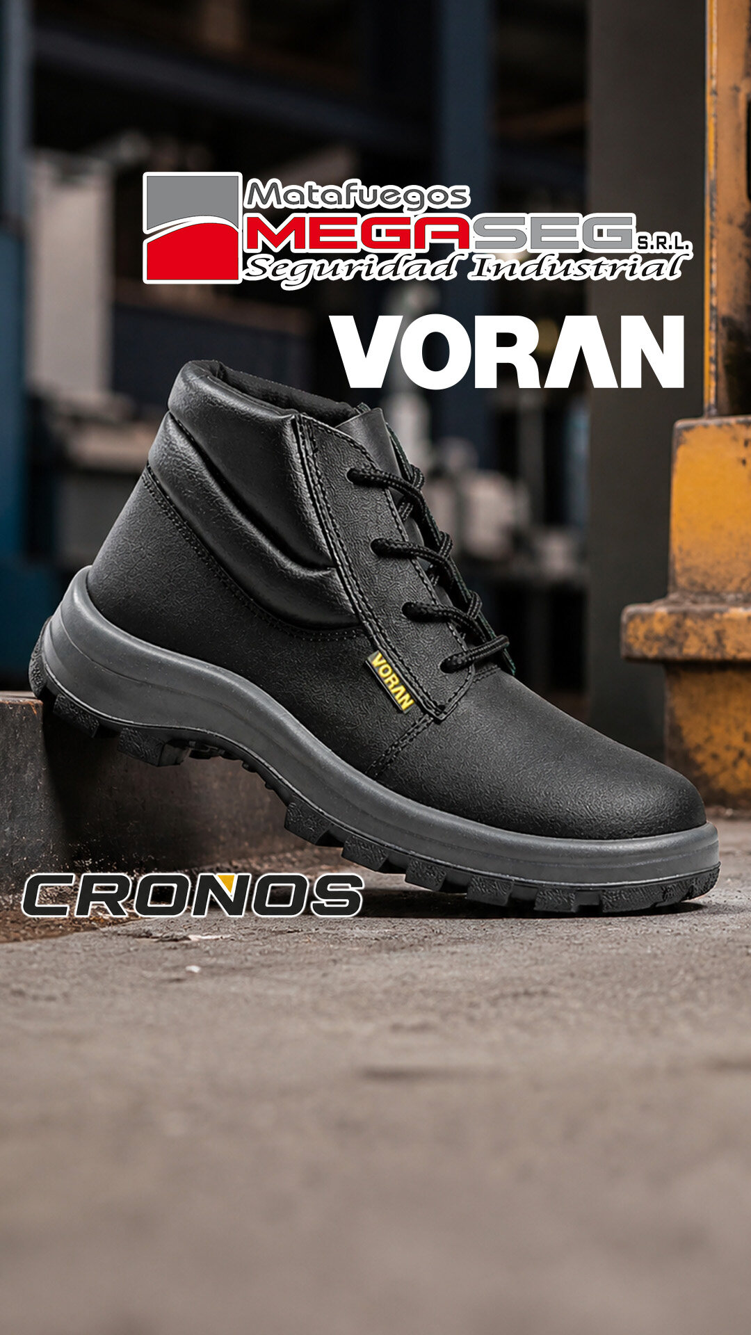 Calzado Voran Cronos N en un ambiente industrial