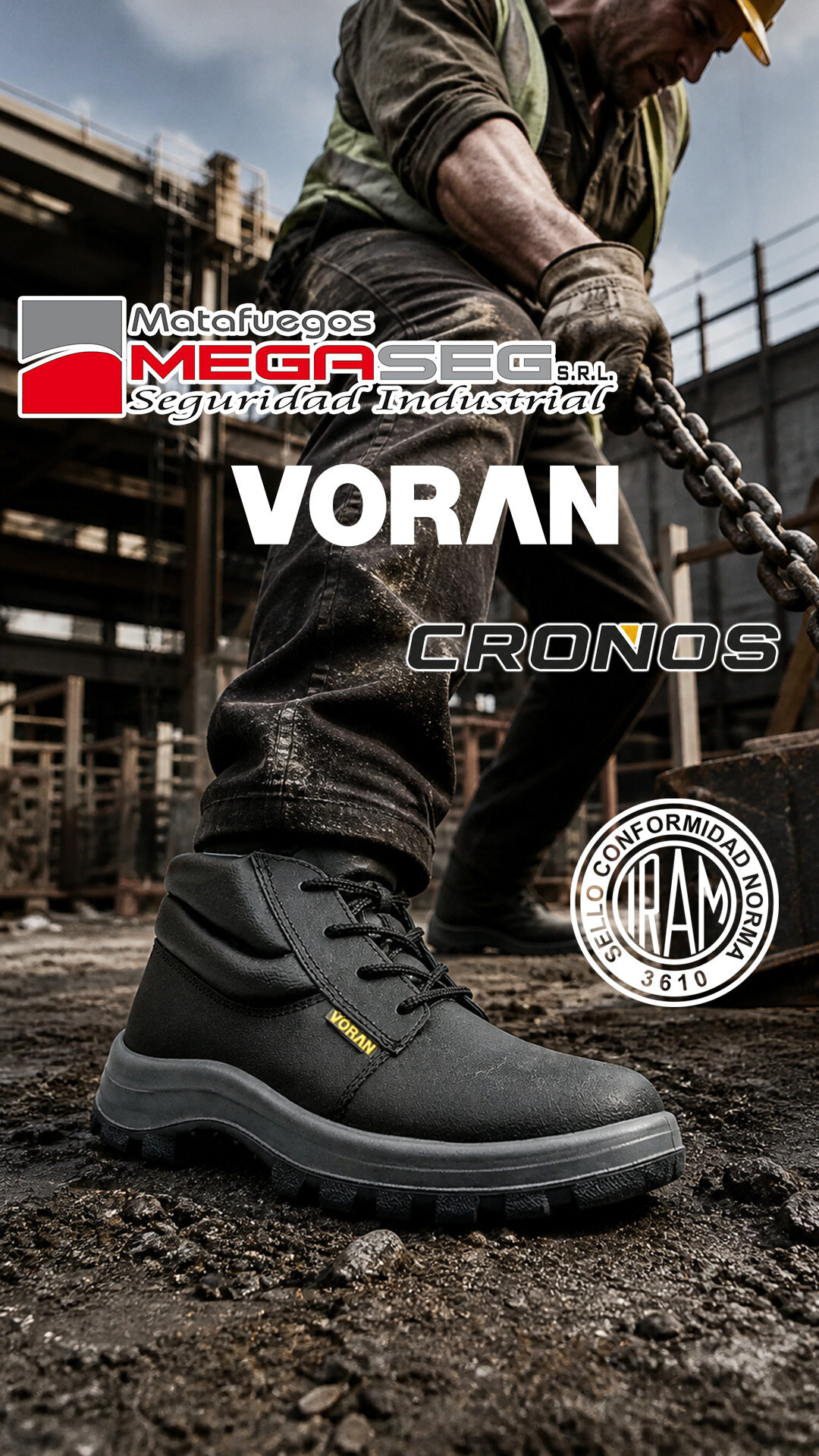 Calzado Voran Cronos N en una obra industrial