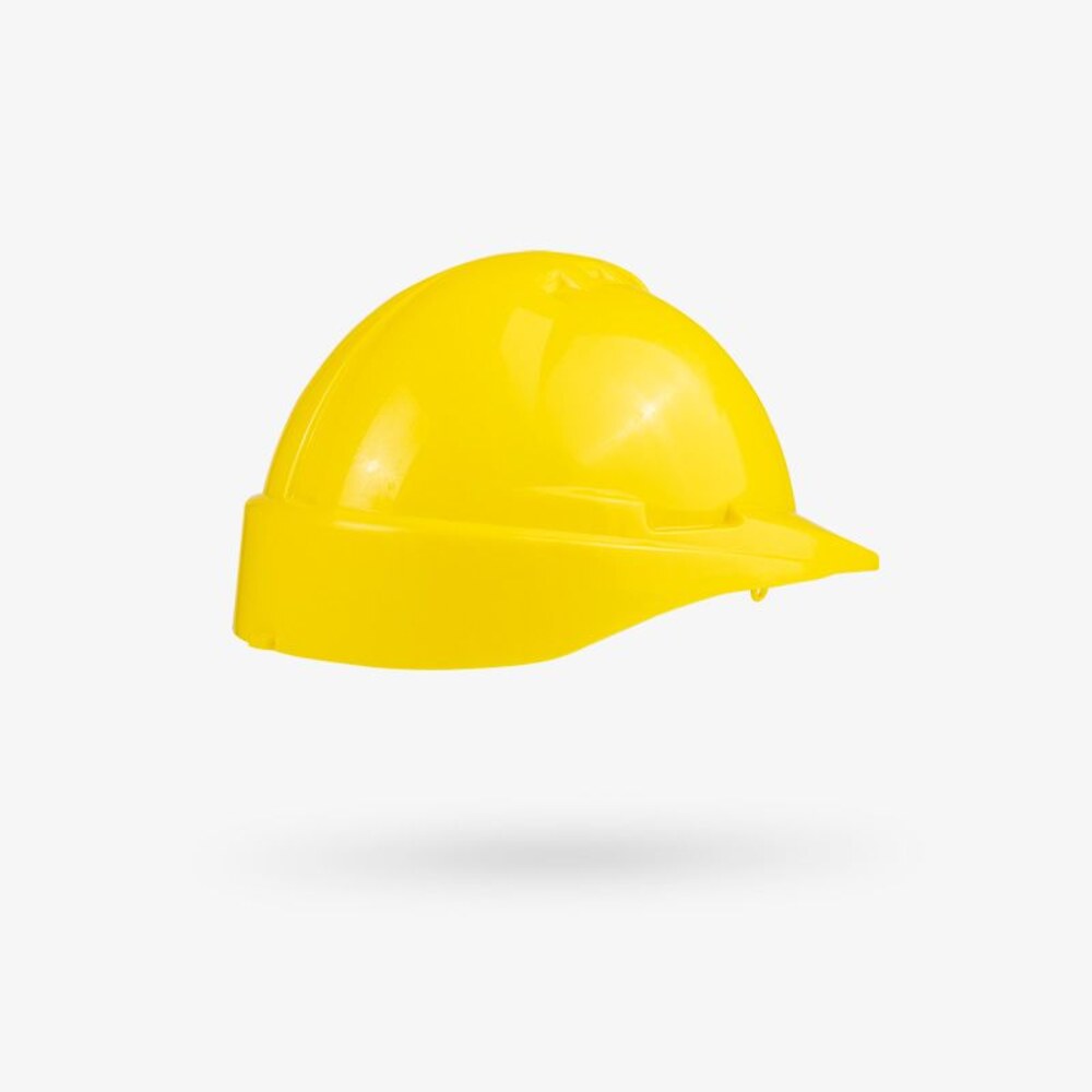 Vista de perfil del casco Milenium Class amarillo