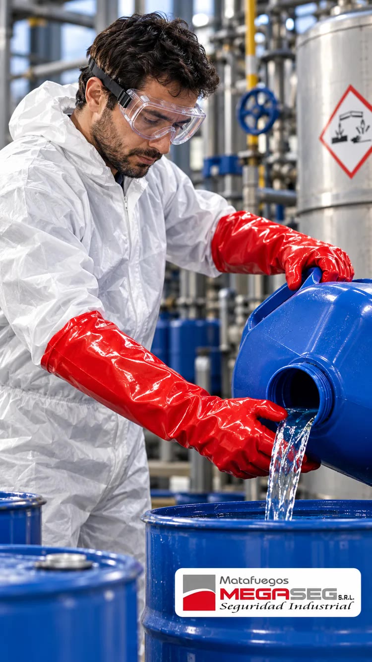 Guante Hi-Flex utilizado en manipulación de químicos