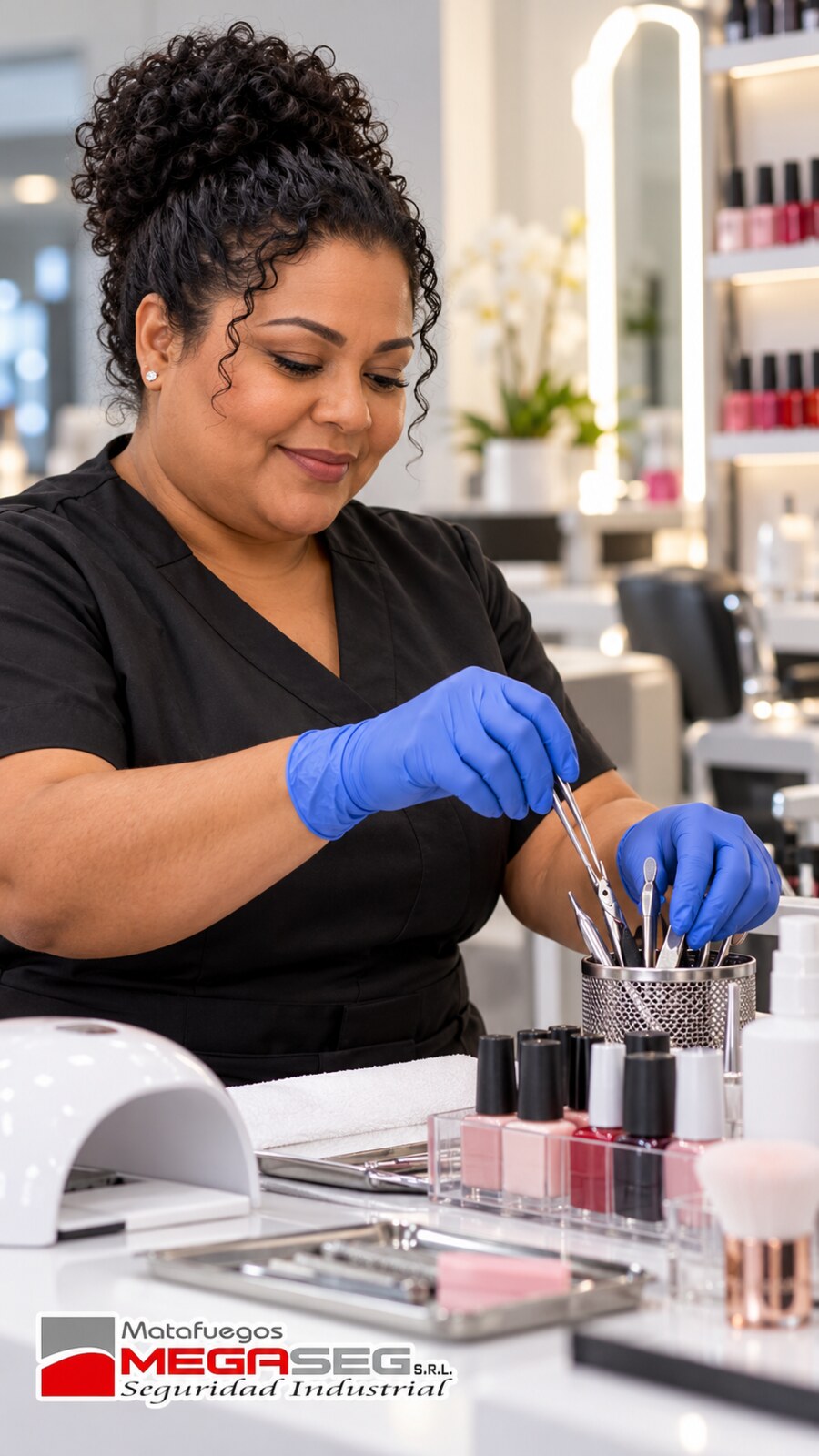 Guantes descartables de nitrilo utilizados en estética
