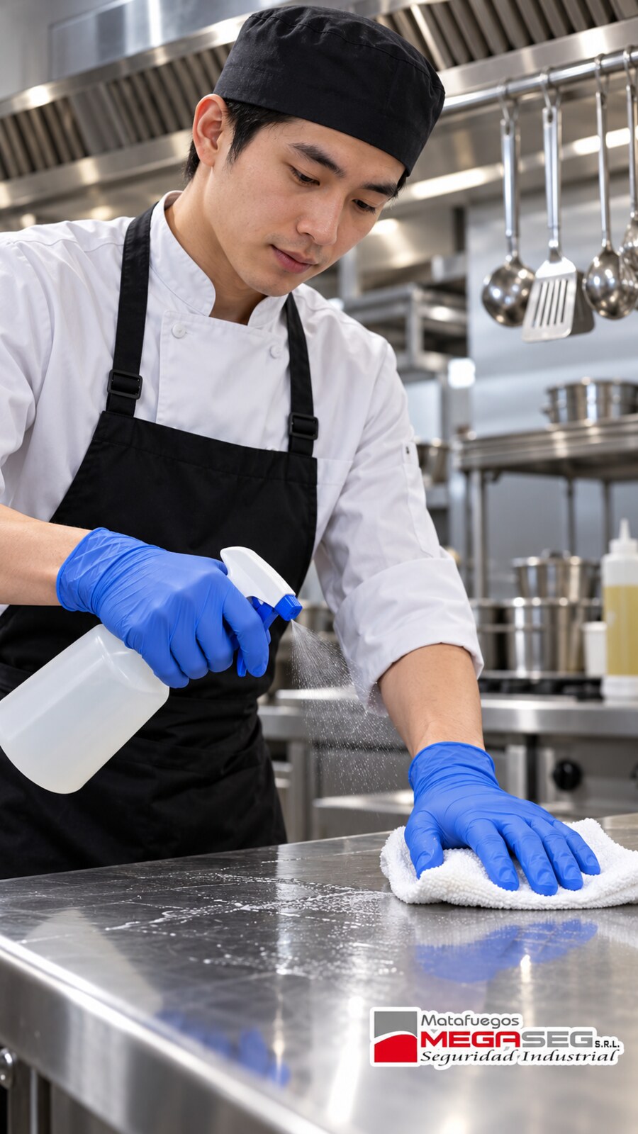 Guantes descartables de nitrilo utilizados en tareas de higiene gastronómica