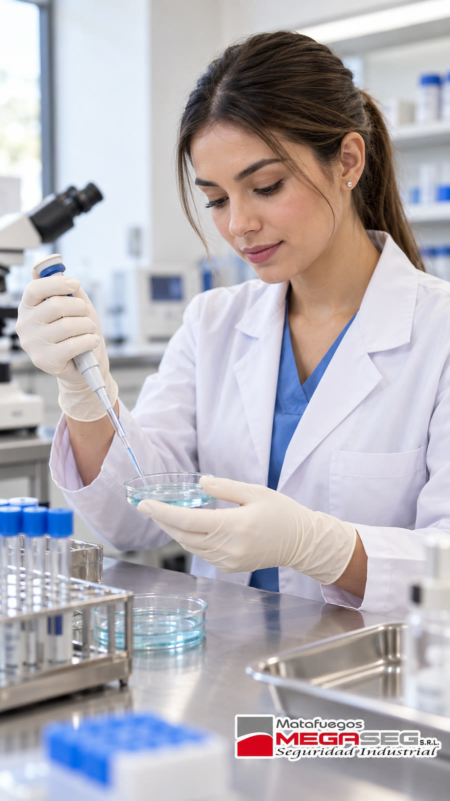 Guantes de látex para examinación utilizados en laboratorio