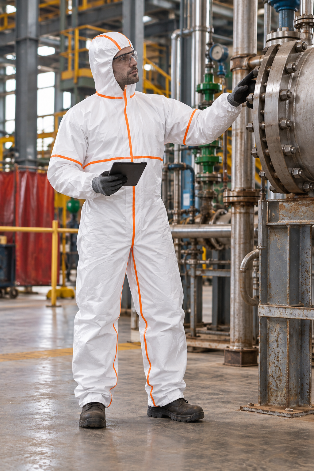 Trabajador con mameluco DuPont ProShield 20 SFR en mantenimiento industrial