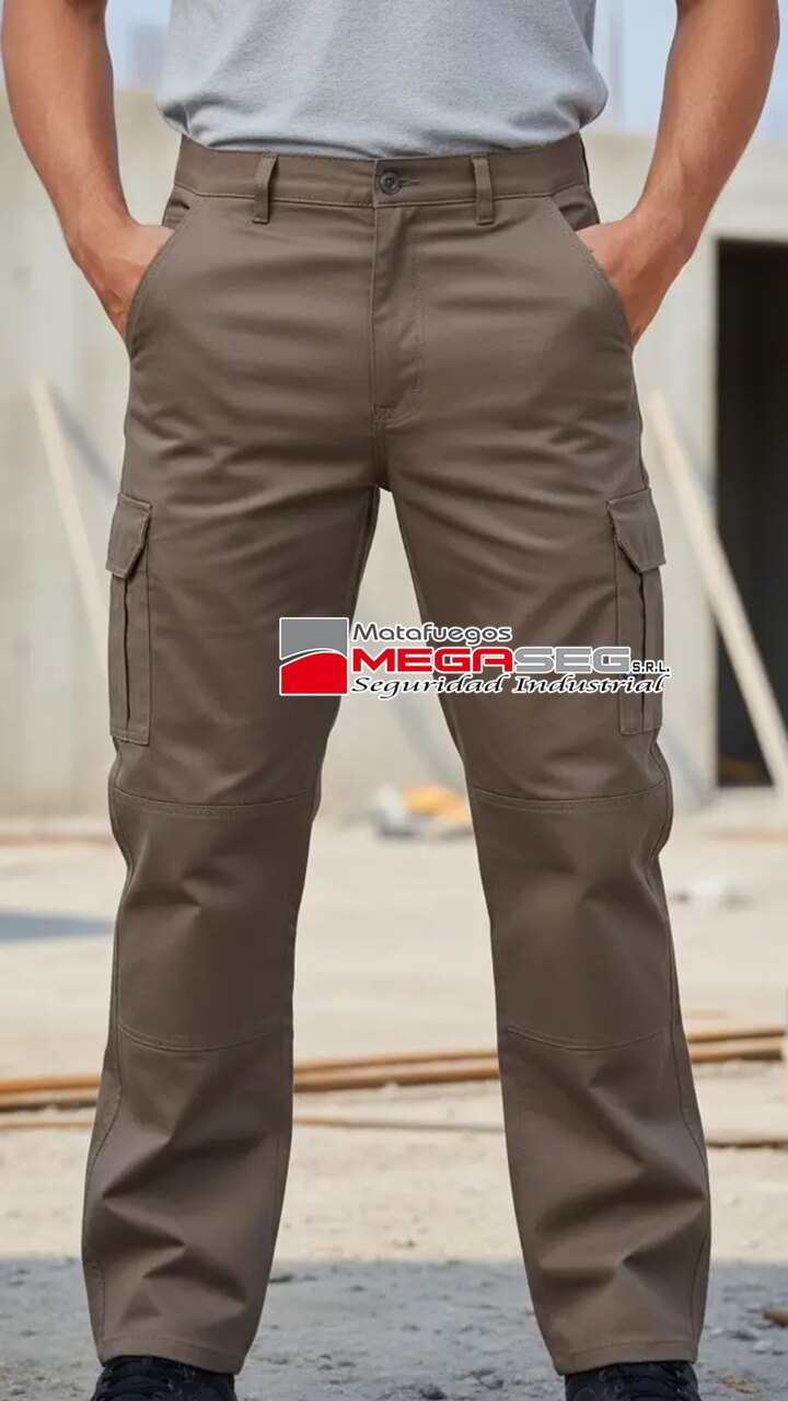 Pantalón OMBU Cargo beige en tareas de obra