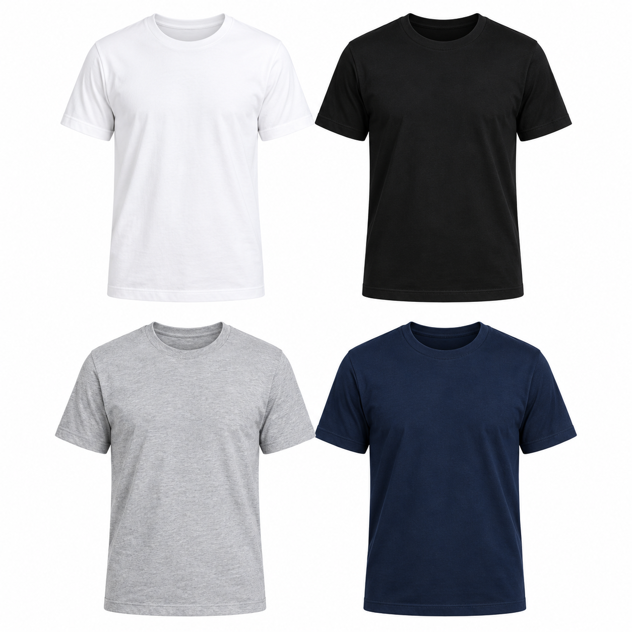 Remeras lisas personalizables en blanco, negro, gris y azul marino