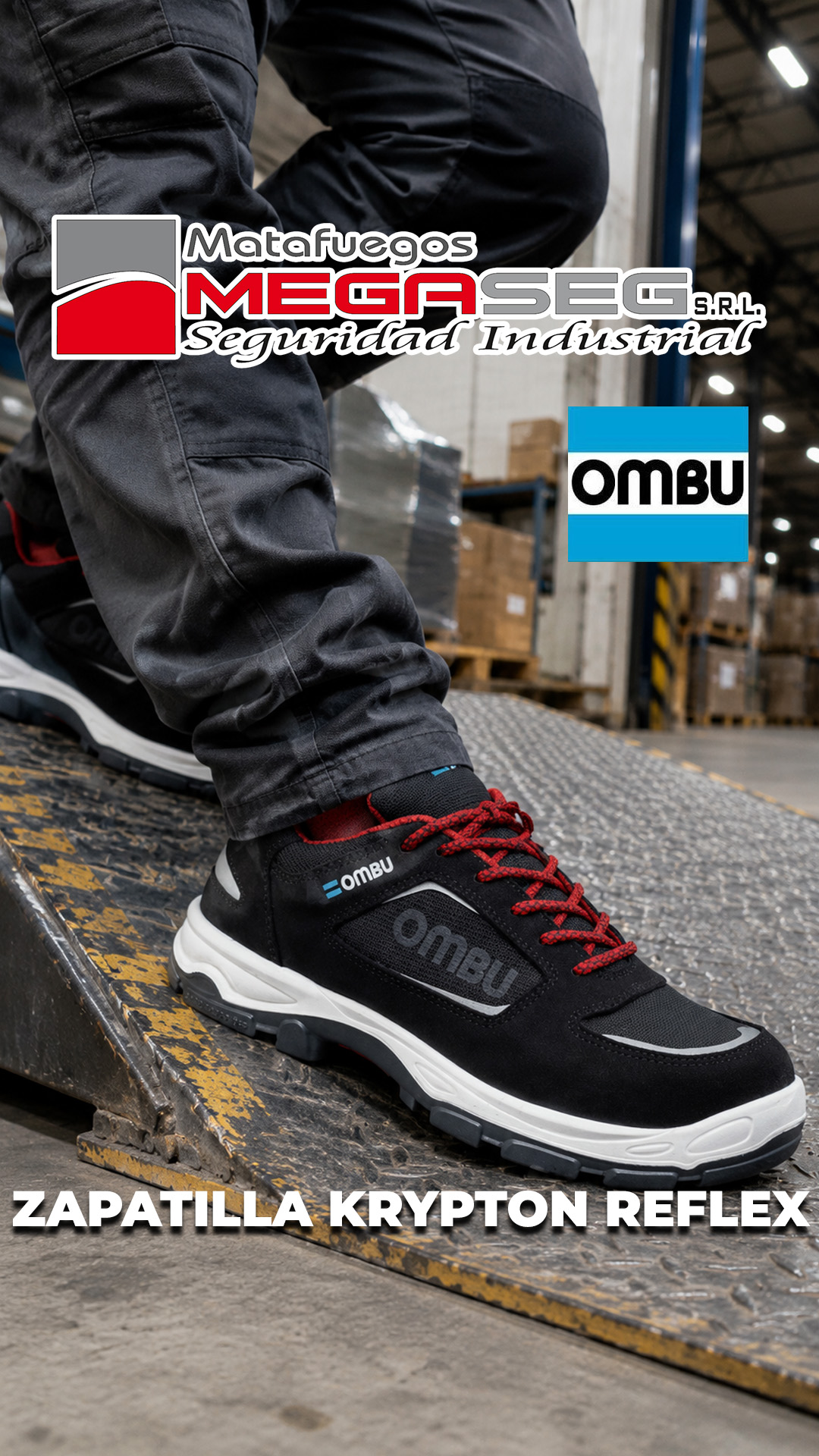 Trabajador usando la zapatilla de seguridad OMBU Krypton Reflex