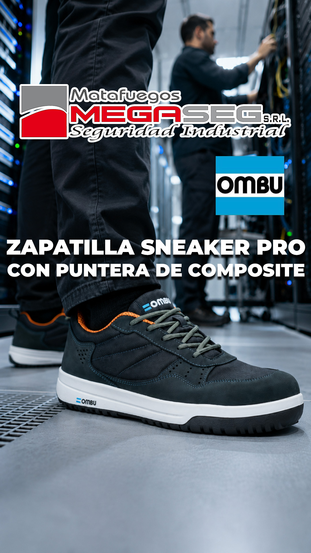 Trabajador utilizando la zapatilla OMBU Sneaker Pro en un ambiente técnico